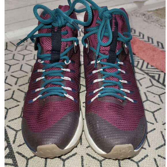 Columbia Trailstorm Mid Waterproof Maroon/Teal Hiking Boots, sz 10.5 - Picture 4 of 15